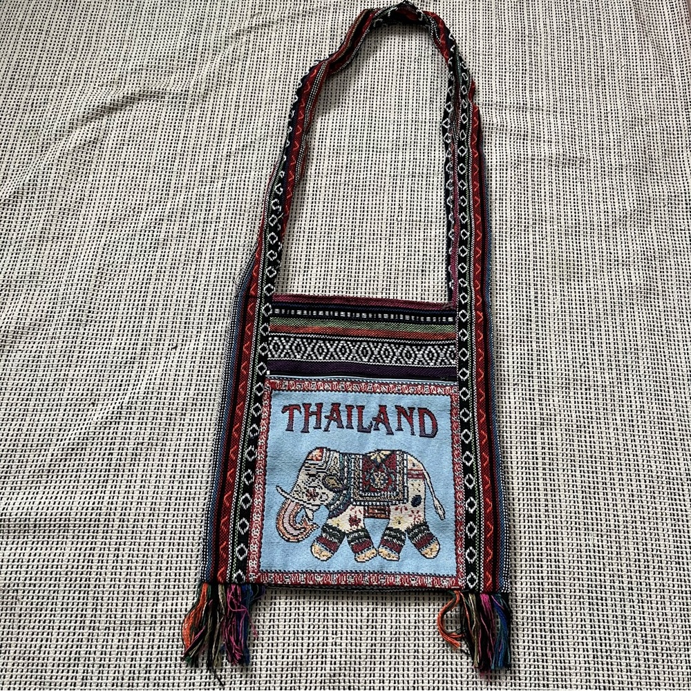 Colorful Thailand Elephant Embroidered Crossbody Bag